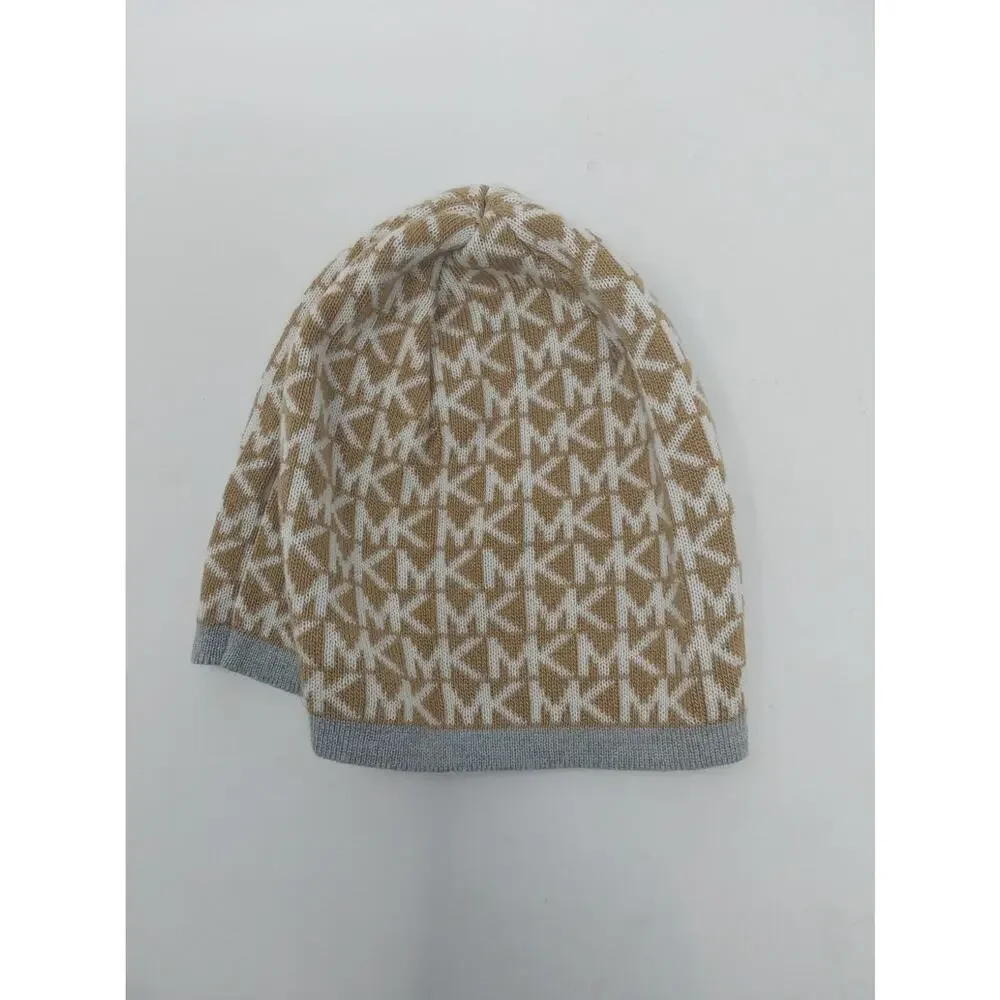 Michael Kors Logo Beanie Women's Hat Cap Cream Gold OS Lightweight
